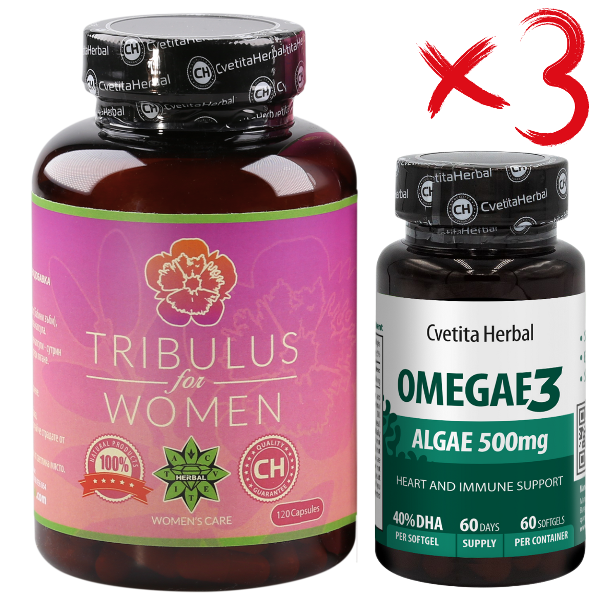 KOMBINACIJSKI PAKET ZA ŽENSKE: Tribulus Women + Omegae 3