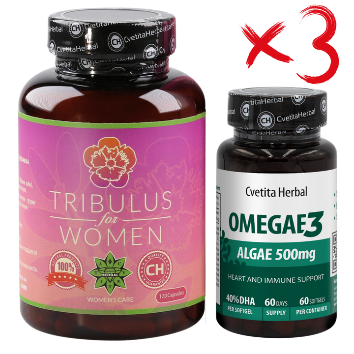 KOMBINACIJSKI PAKET ZA ŽENSKE: Tribulus Women + Omegae 3