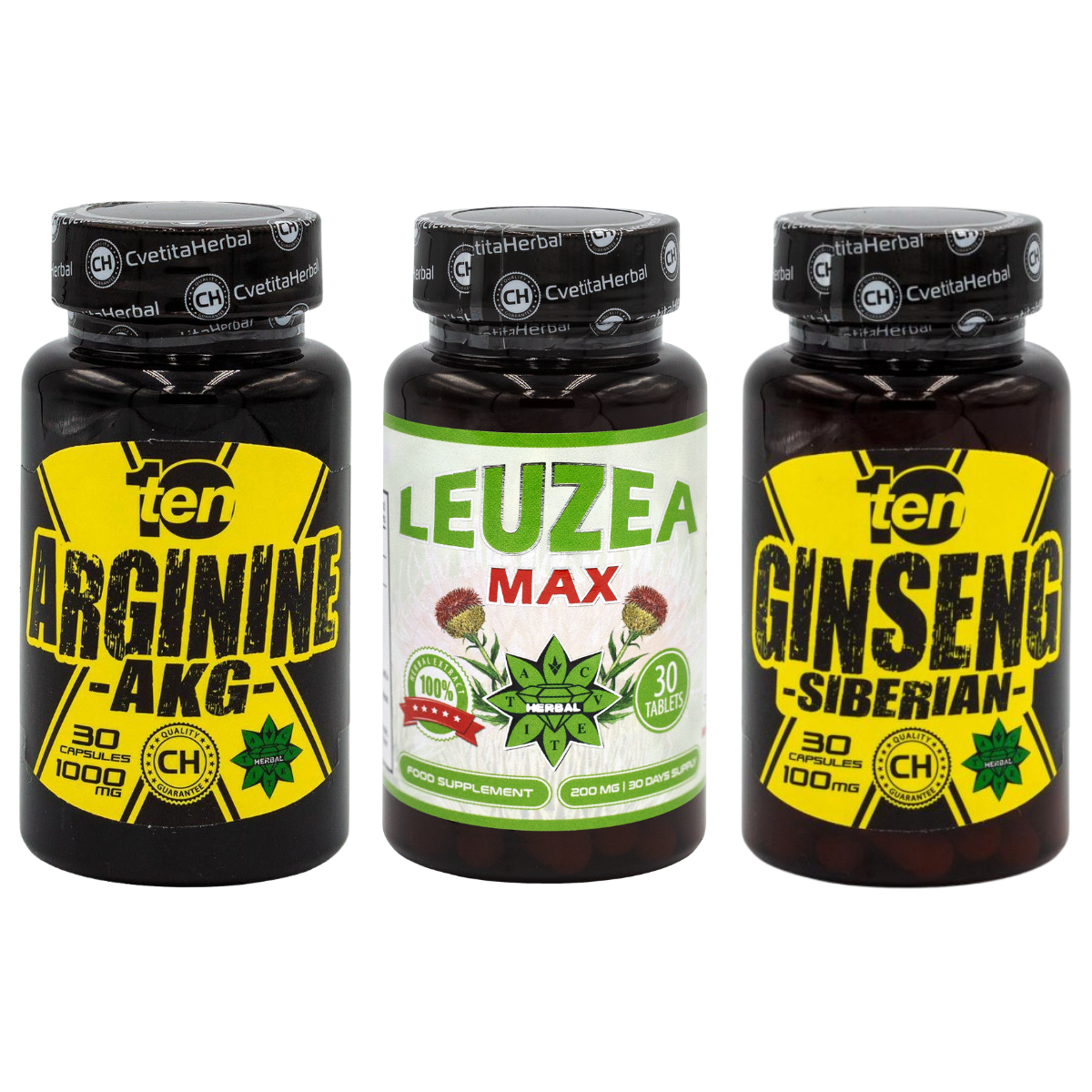 COMBO PAKET: Leuzea 30 tablet + TEN Arginine 40 tablet + Ten Siberian Ginseng 30 tablet