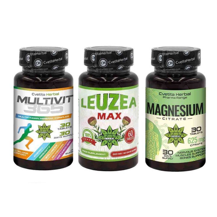 KOMBINACIJSKI PAKET KREPITEV IMUNOSTI - LEVZEA MAX 60 TABLET + MULTIVIT 365 + MAGNESIUM 30 TABLET