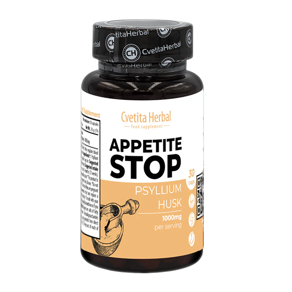 Jabolčni kis "Beli trpotec (Psyllium)" - Appetite Stop (30 kapsul x 1000 mg)