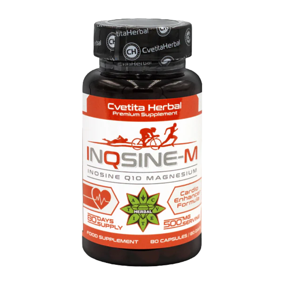 Inozin, koencim Q10, magnezij - Vegetarijanski (80 kapsul x 500 mg)