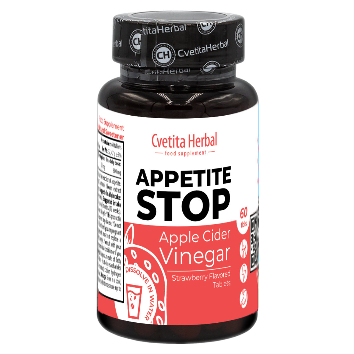 Jabolčni kis "Jagoda" - Appetite Stop (60 tablet)