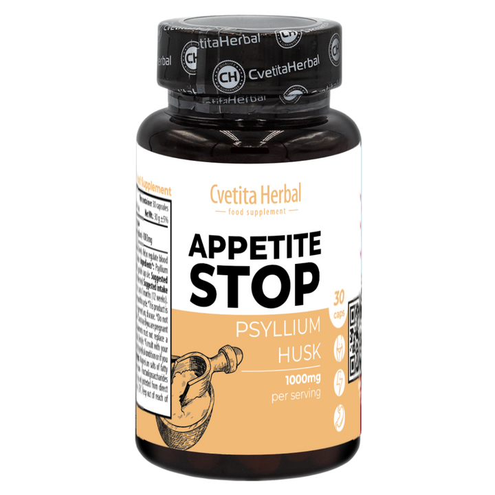 Jabolčni kis "Beli trpotec (Psyllium)" - Appetite Stop (30 kapsul x 1000 mg)