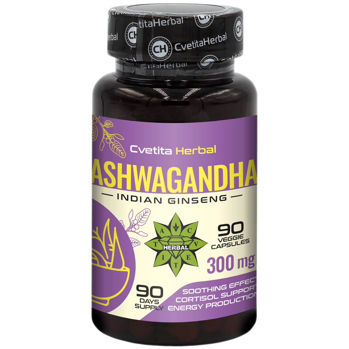 Izvleček Ashwagandhe - Rastlinski (90 kapsul x 300 mg)