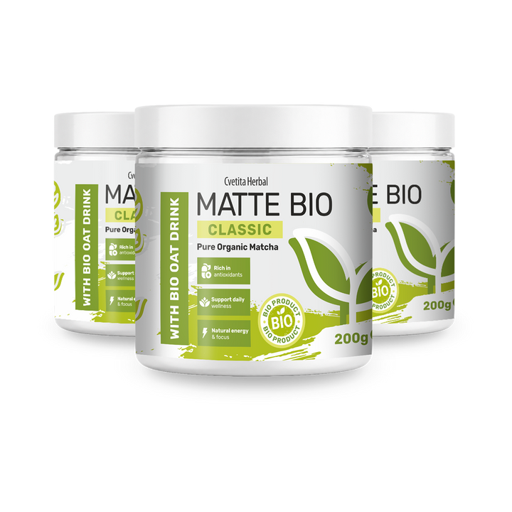 Matte Bio Classic 2+1 - ugodni paket treh lončkov bio matche po 200 g