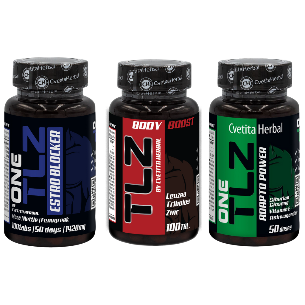 KOMBINACIJSKI PAKET: TLZ BODY BOOST 100 tablet + TLZ ESTRO BLOCKER 100 tablet + TLZ ADAPTO POWER 50 tablet