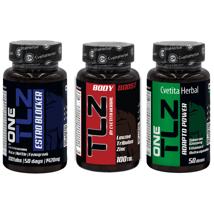 KOMBINACIJSKI PAKET: TLZ BODY BOOST 100 tablet + TLZ ESTRO BLOCKER 100 tablet + TLZ ADAPTO POWER 50 tablet